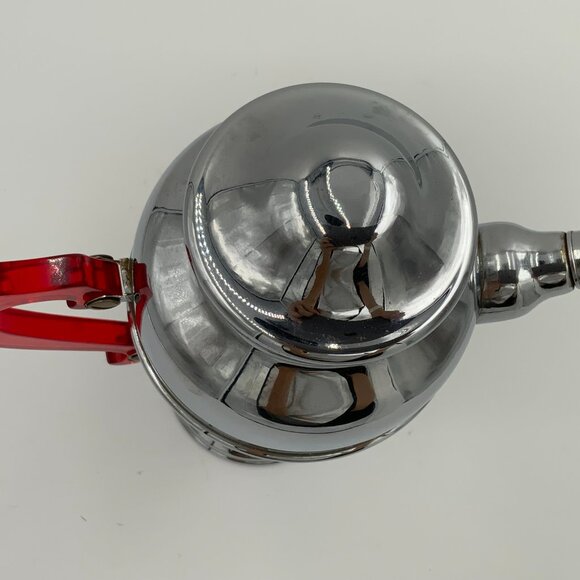 Vintage Art Deco Chrome Cocktail Shaker Mixer Red Bakelite Handle 12" Barware - Picture 13 of 14